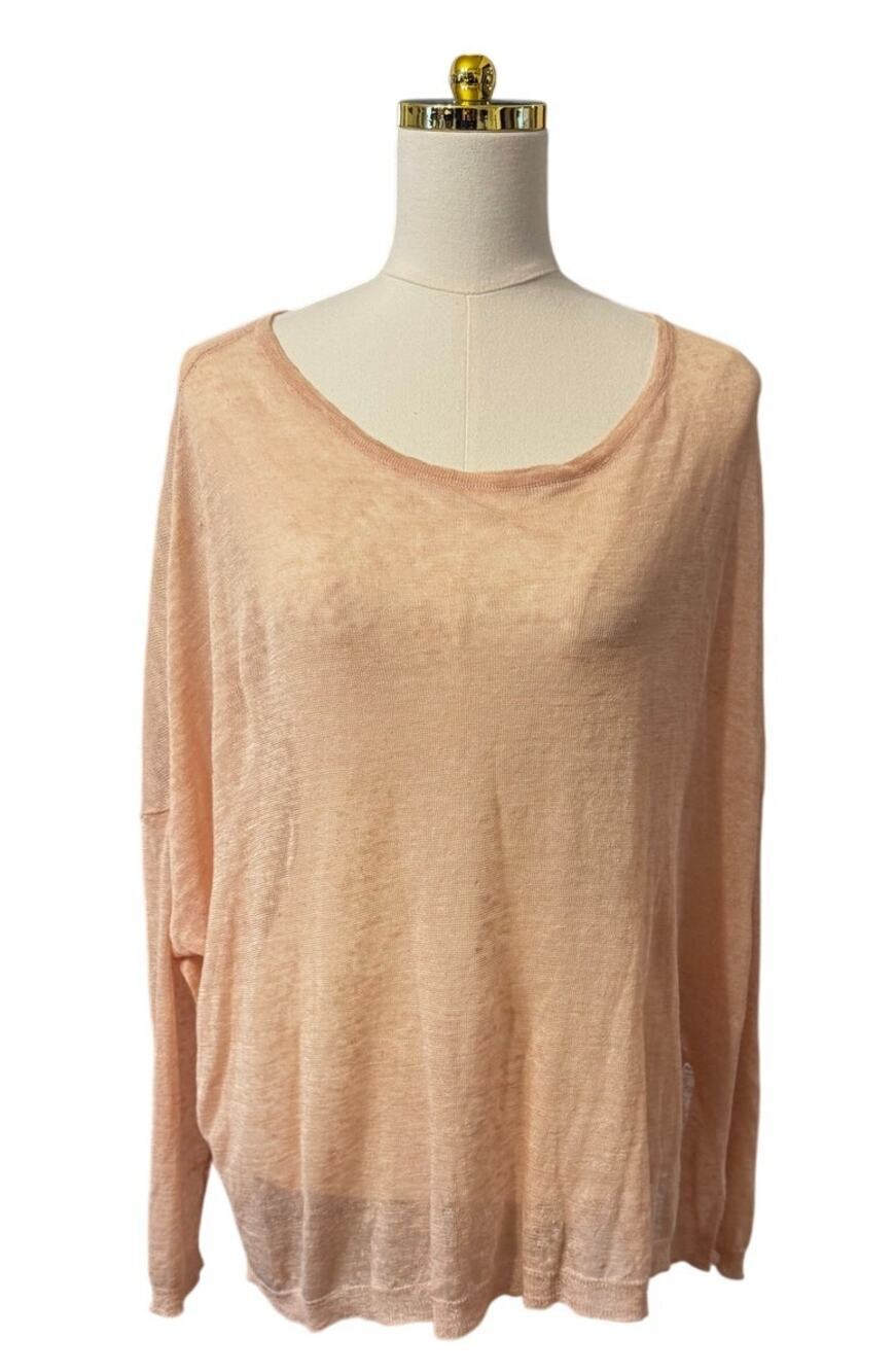 Ruti Lightweight Linen Blend Knit Sweater Blush Pink Oversized Drop Shoulder O/S - Picture 1 of 5